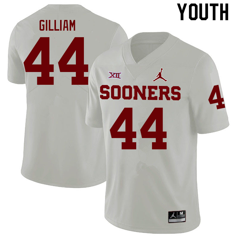 Youth #44 Kelvin Gilliam Oklahoma Sooners College Football Jerseys Sale-White - Click Image to Close